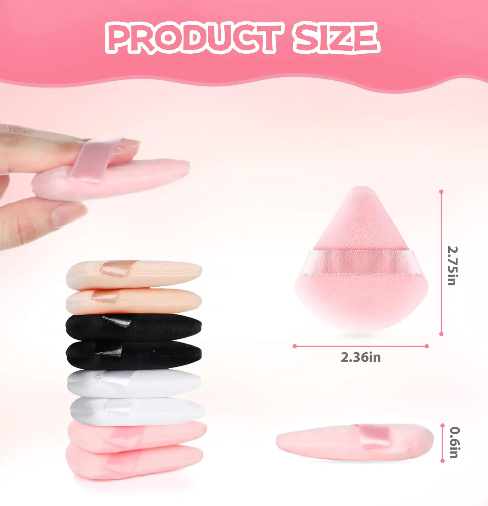 8 Pieces Triangle Powder Puff Face Soft Triangle Makeup Puff Velour Cosmetic Foundation Blender Sponge Beauty Makeup Tools Pink, Nude 8 Count (Pack of 1)