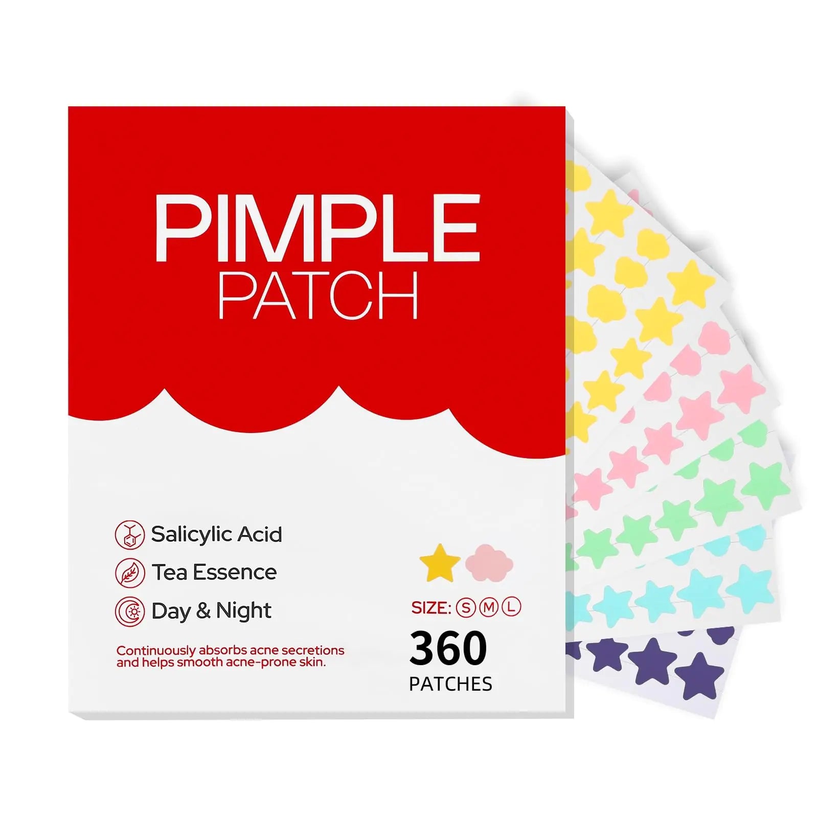 Pimple Patches for Face 360PCS, Hydrocolloid Acne Patches for Covering Zits and Blemishes, Cute Star Pimple Patches, Facial Skin Care Products. 360 Count (Pack of 1)