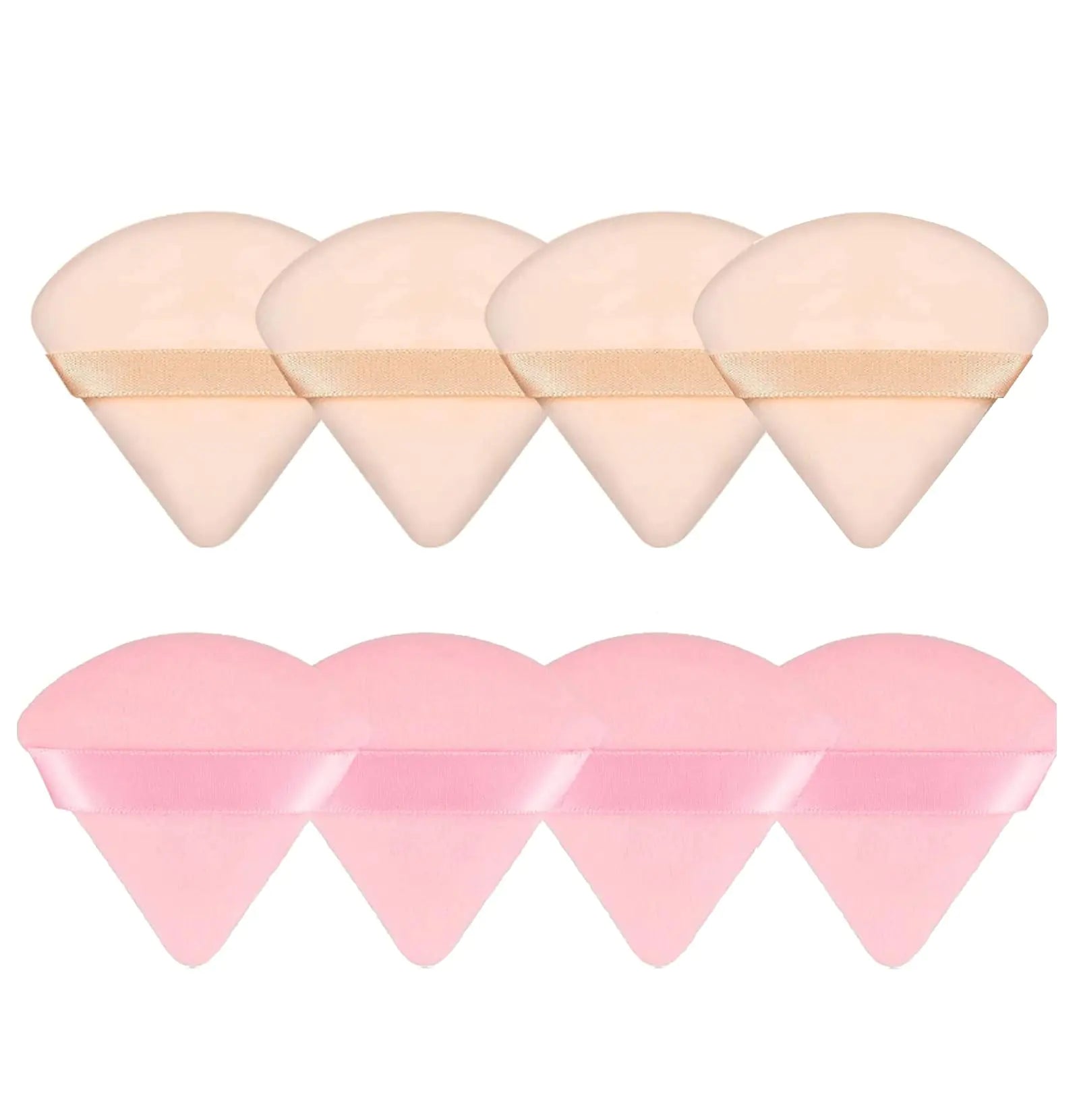 8 Pieces Triangle Powder Puff Face Soft Triangle Makeup Puff Velour Cosmetic Foundation Blender Sponge Beauty Makeup Tools Pink, Nude 8 Count (Pack of 1)